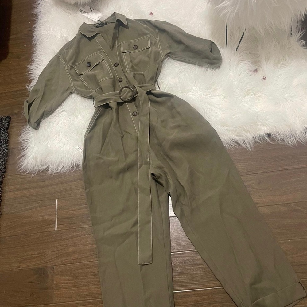ZARA GREEN BELTED JUMPSUIT/ NEW